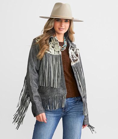 STS Cowhide Leather Fringe Jacket front view