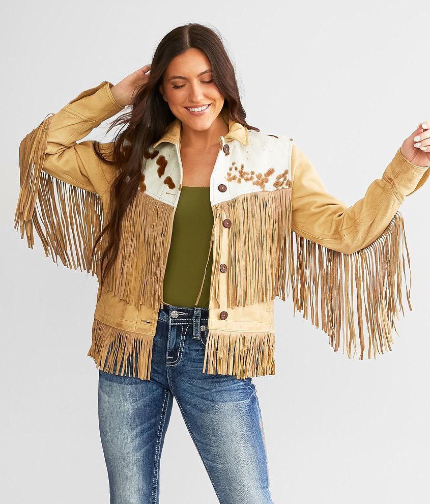 STS Leather Cowhide Fringe Jacket Women s Coats Jackets in