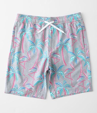 Departwest Boys - Tropical Flamingo Stretch Swim Trunks front view