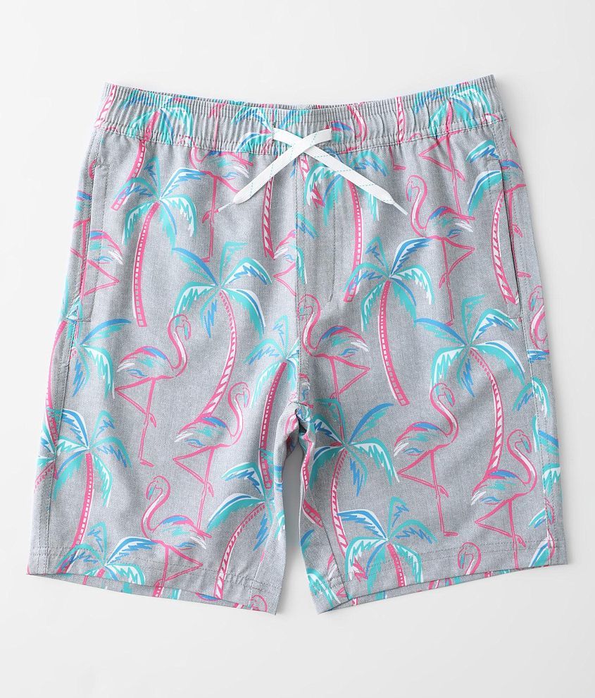 Boys - Departwest Tropical Flamingo Stretch Swim Trunks front view