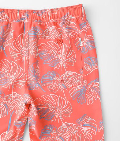 Departwest Boys - Neon Leaf Stretch Swim Trunks back pocket view