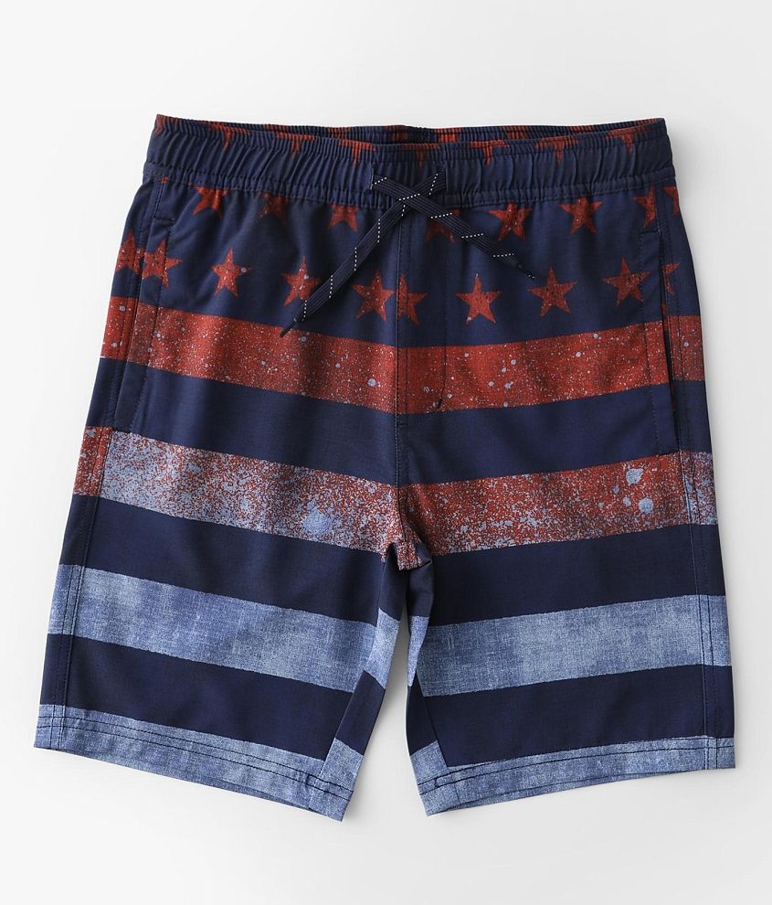 Boys - Departwest Stars & Stripes Stretch Swim Trunks front view