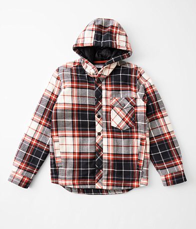 Departwest Boys - Plaid Hooded Shacket front view