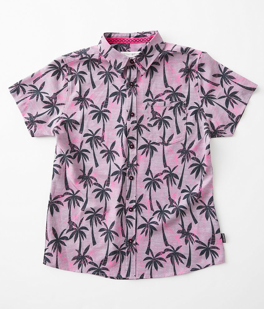 Boys - Departwest Palm Tree Performance Stretch Shirt front view