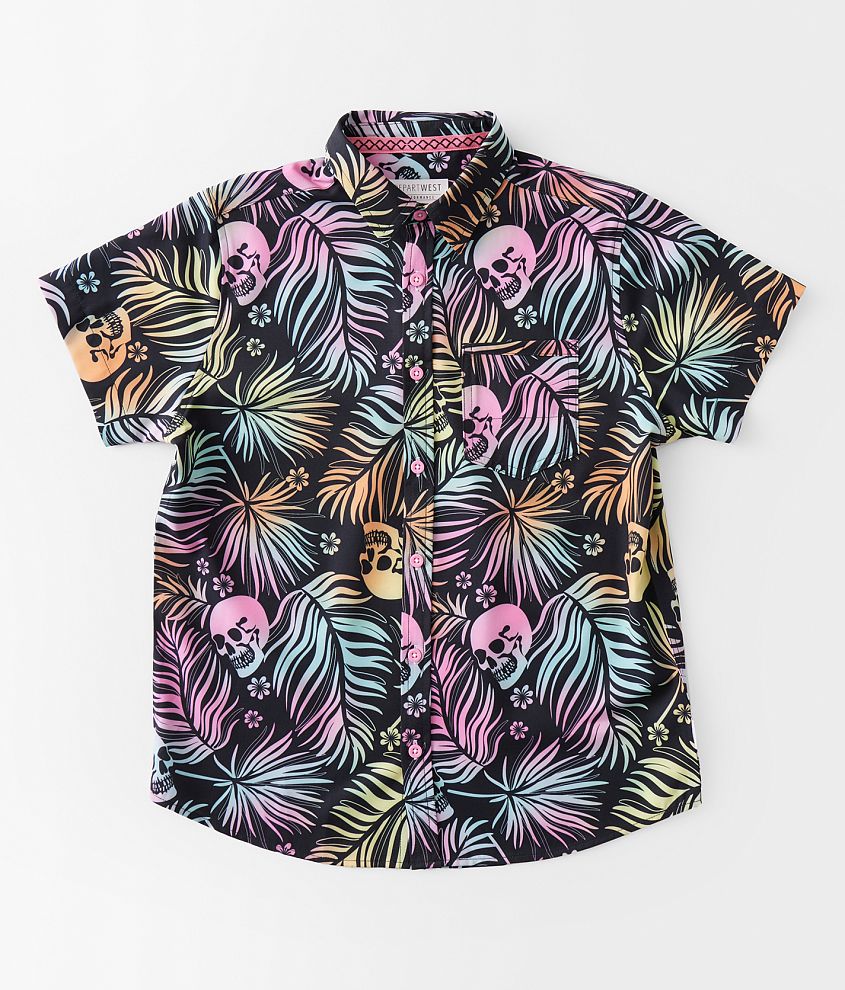 Boys - Departwest Tropical Skull Performance Stretch Shirt front view