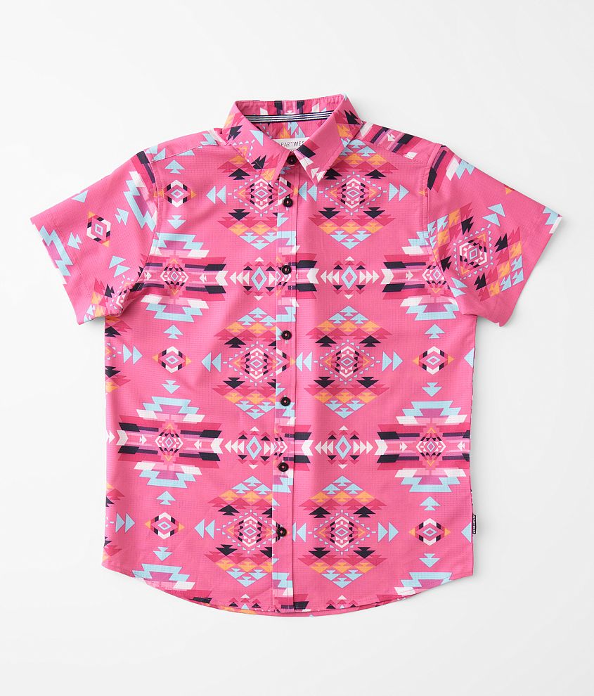 Boys - Departwest Retro Print Performance Stretch Shirt front view