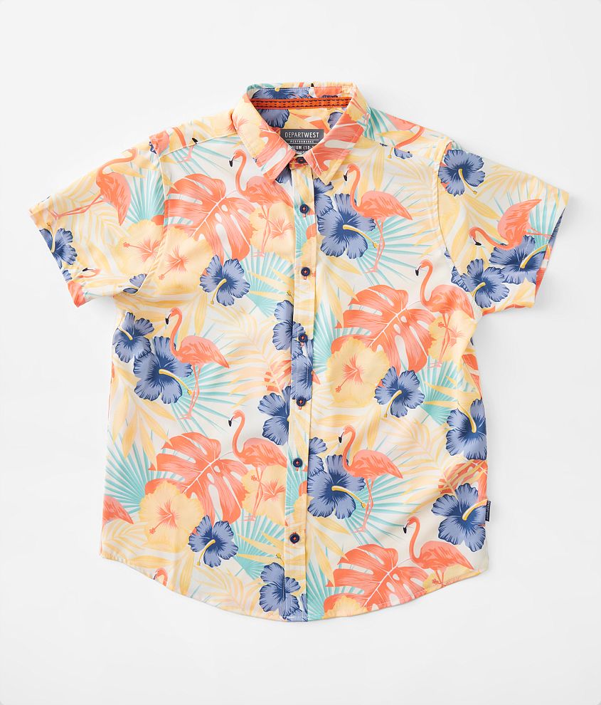 Boys - Departwest Tropical Flamingo Performance Shirt front view