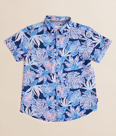 Departwest Boys - Tropical Seersucker Performance Shirt front view