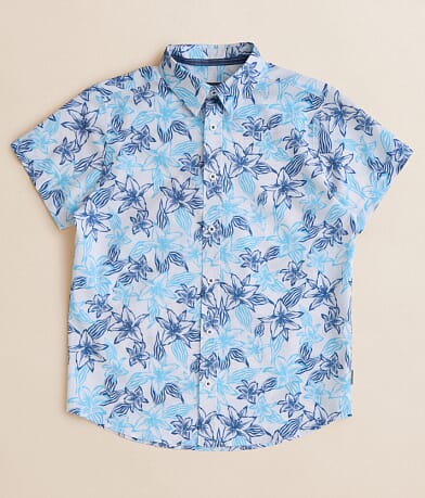 Departwest Boys - Tropical Floral Performance Stretch Shirt front view