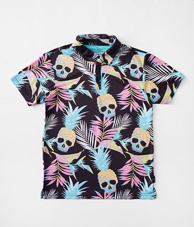 Departwest Boys - Tropical Skull Performance Polo front view