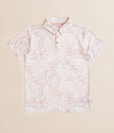 Departwest Boys - Tropical Floral Performance Polo front view