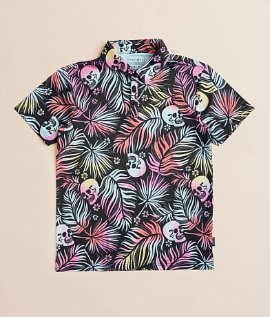 Departwest Boys - Tropical Skull Performance Polo front view