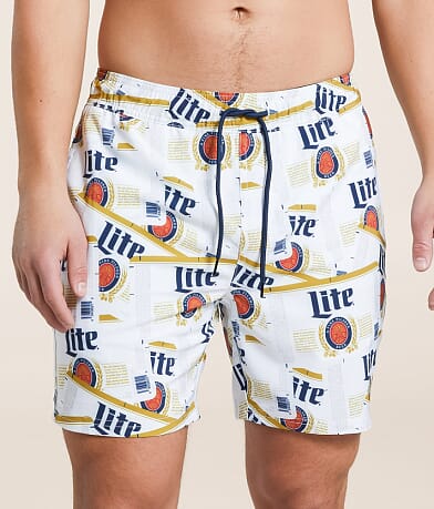 Valor Miller Light® Labeled Stretch Swim Trunks front view