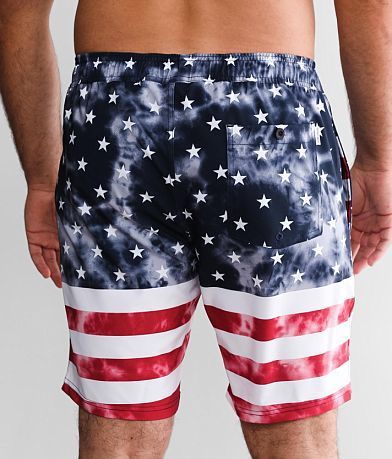 Departwest Flag Stretch Swim Trunks back view