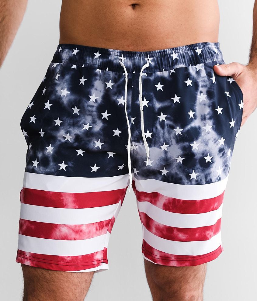 Departwest Flag Stretch Swim Trunks front view