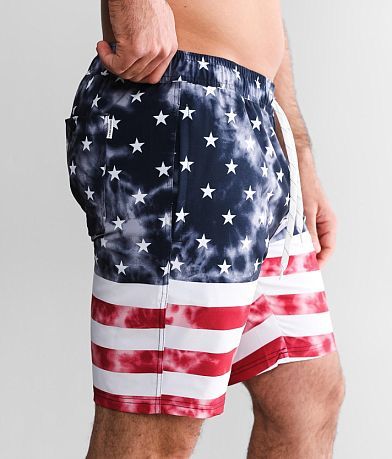 Departwest Flag Stretch Swim Trunks full left side view