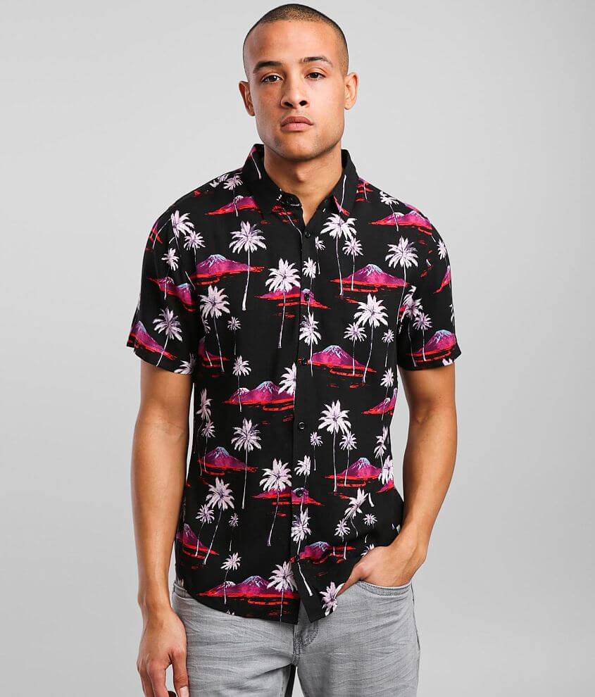 Departwest Palm Tree &amp; Volcano Shirt front view