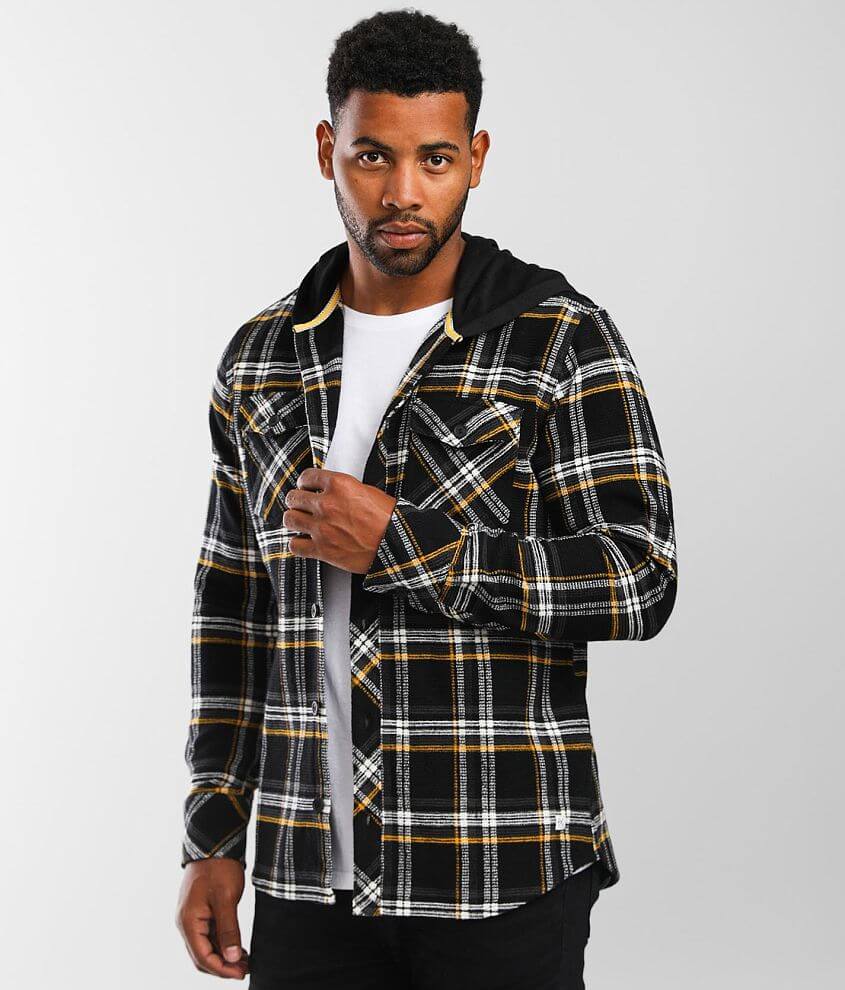 Black sales flannel hoodie