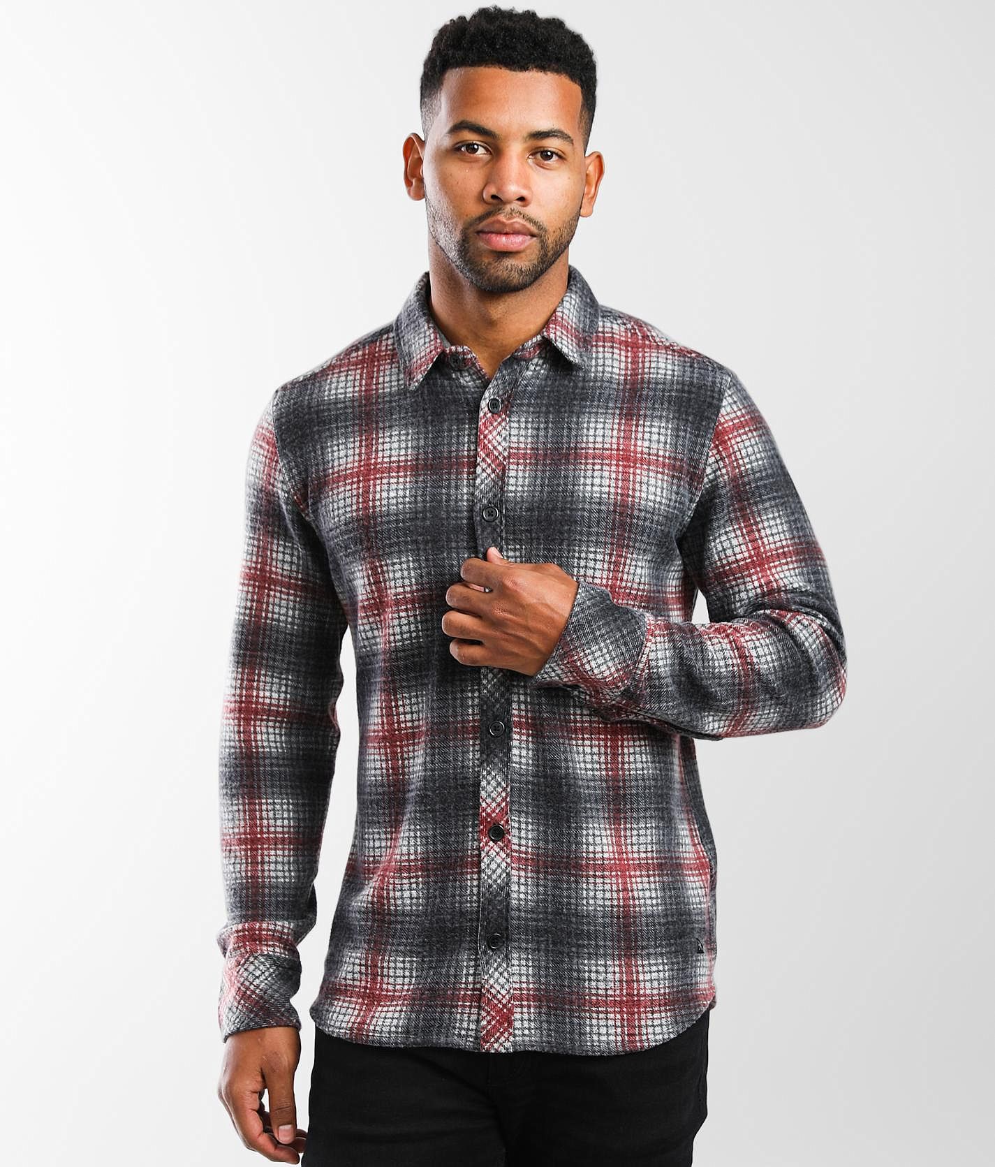 Departwest Hooded Plaid Thermal Shirt - Men's Shirts in Red