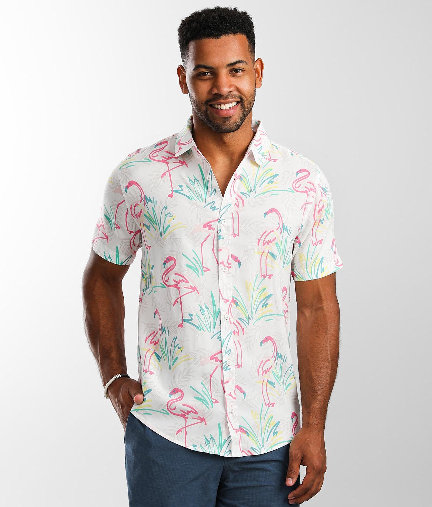 mens short sleeve flamingo shirt