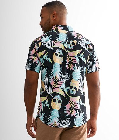 Departwest Pineapple Skull Performance Stretch Shirt BACK