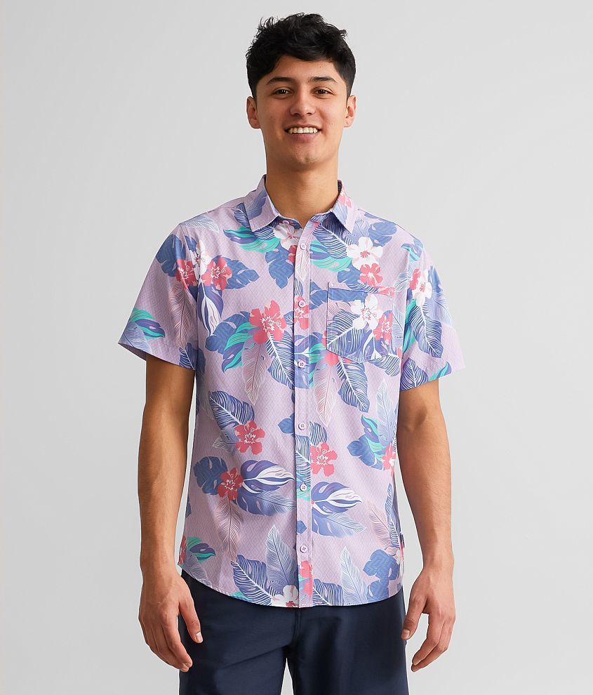 Departwest Tropical Geo Performance Stretch Shirt front view