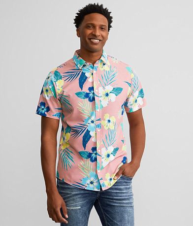 Departwest Tropical Print Performance Stretch Shirt front view