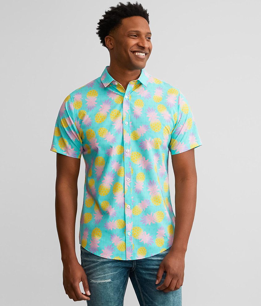 Departwest Tropical Print Performance Stretch Shirt front view