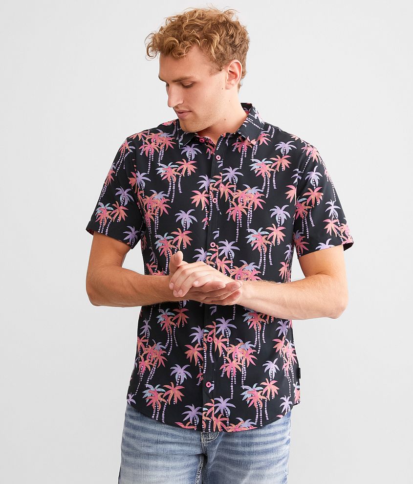 Departwest Palm Tree Performance Stretch Shirt front view