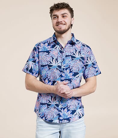 Departwest Tropical Seersucker Athletic Performance Shirt front view