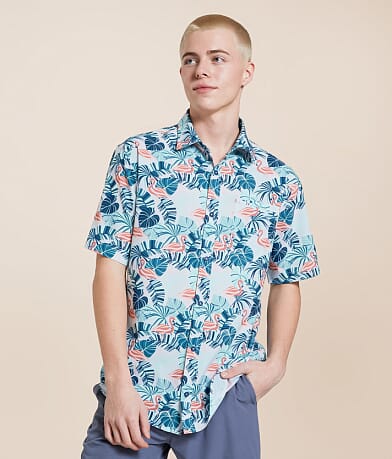 Departwest Flamingo Athletic Performance Stretch Shirt front view