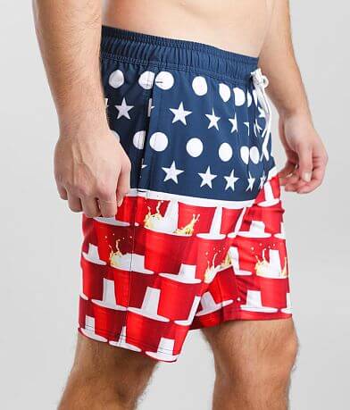 Departwest Patriotic Beer Pong Stretch Swim Trunks FULL_RIGHT_SIDE