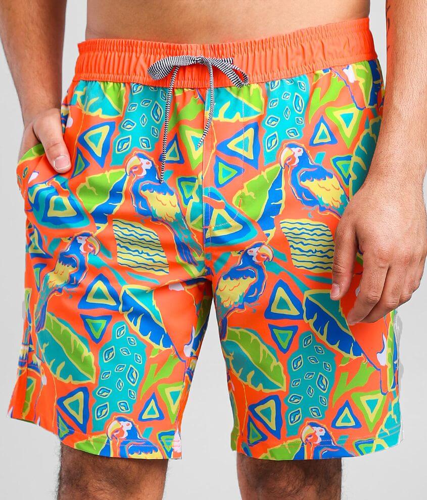 Departwest Maui Birds Swim Trunks Men's Swimwear in Coral Buckle