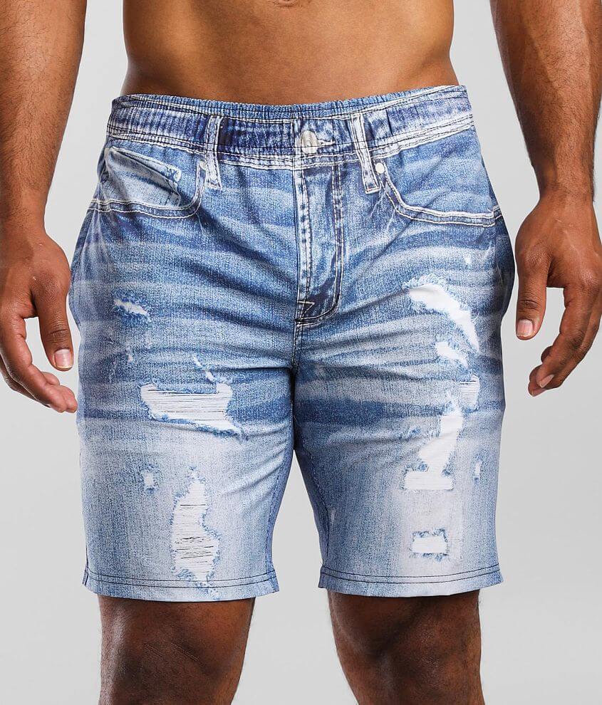 Mens denim deals swim trunks