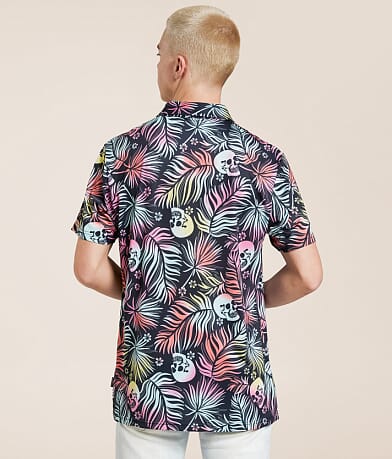 Departwest Tropical Skull Performance Polo back view