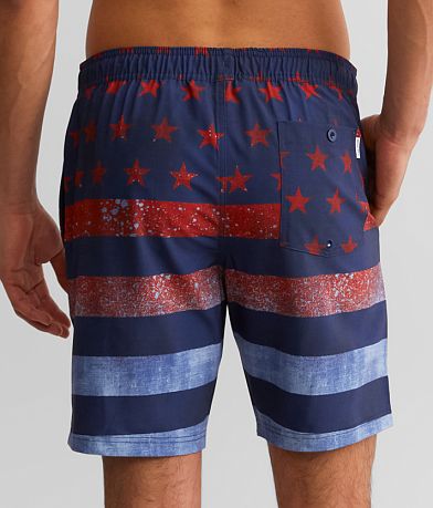 Departwest Stars &amp; Stripes Stretch Swim Trunks BACK