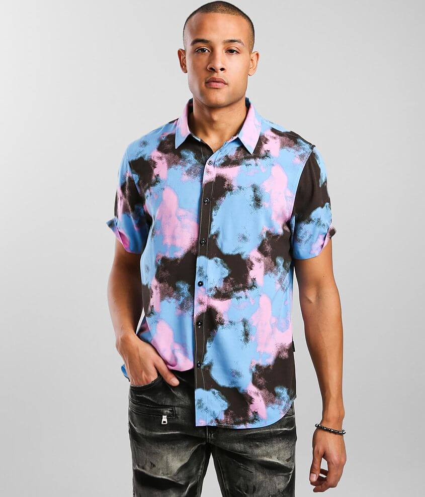 Blue Camo Tie Dye Shirt Blue Tie Dye T Shirt Blue and Black 