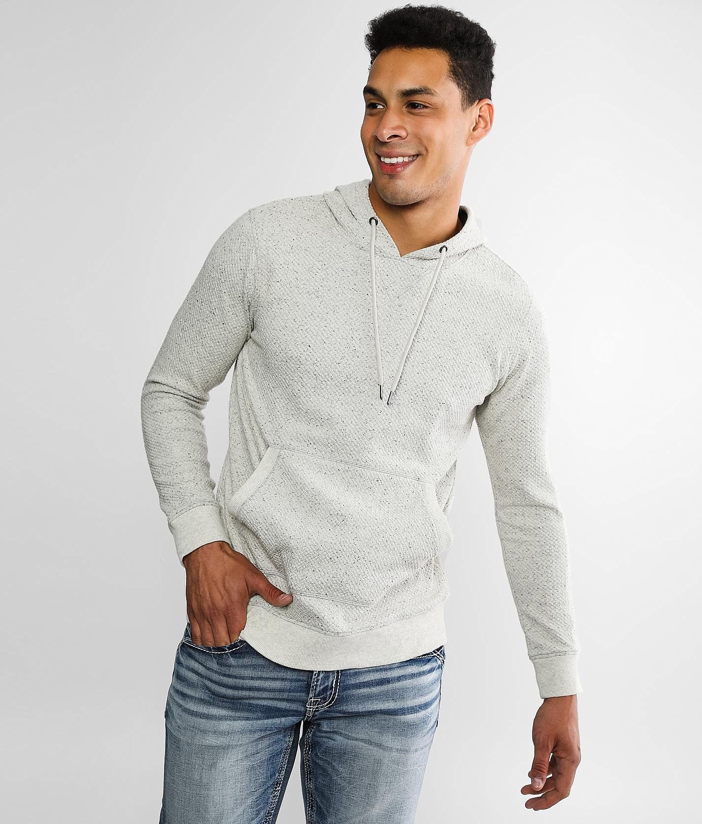BKE Textured Knit Hoodie - Men's Sweatshirts in Grey | Buckle