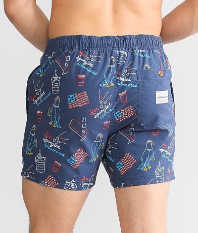 party pants Star Spangle Hammered Stretch Swim Trunks BACK