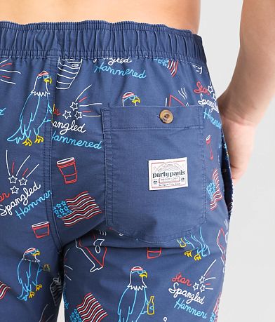 party pants Star Spangle Hammered Stretch Swim Trunks BACK_POCKET