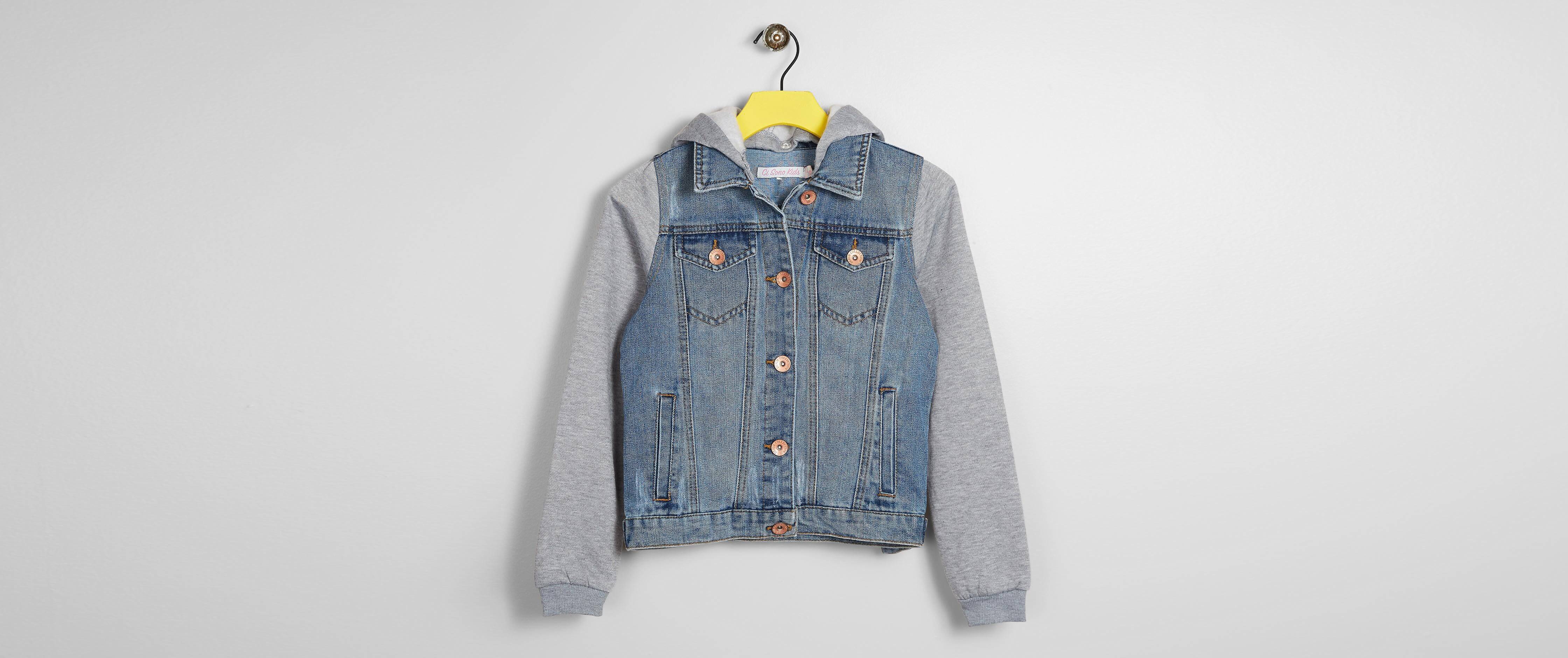 girls jean jacket with hood