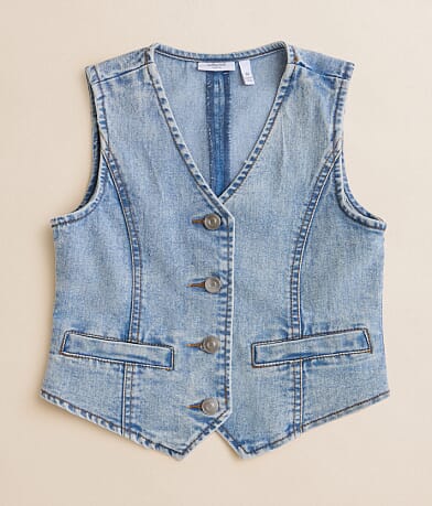 Willow & Root Girls - Washed Denim Stretch Vest front view