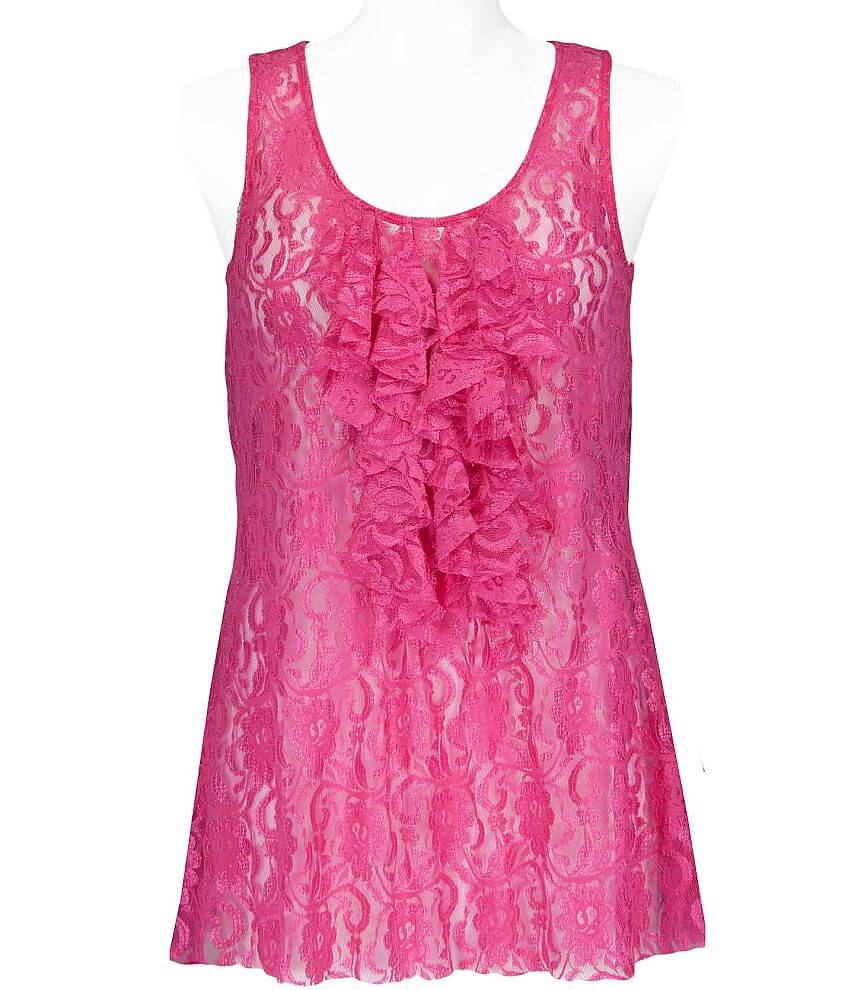 BKE Boutique Ruffle Lace Tank Top front view