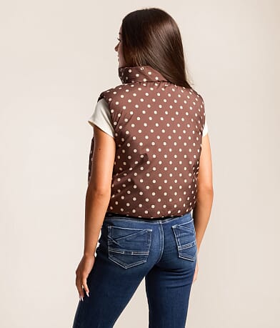 Polka Dot Reversible Cropped Puffer Vest thumbnail 3