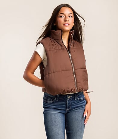 Polka Dot Reversible Cropped Puffer Vest thumbnail 4