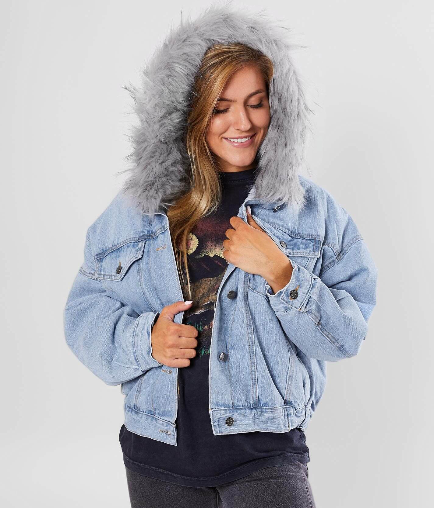 CI Sono Hooded Denim Jacket - Women's Coats/Jackets in Light Wash