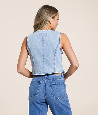 Ci Sono Washed Denim Stretch Vest BACK