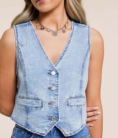 Ci Sono Washed Denim Stretch Vest MISC_DETAIL_1