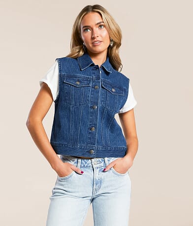 Trucker Striped Denim Stretch Vest thumbnail 2