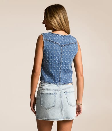 Textured Denim Stretch Vest thumbnail 2